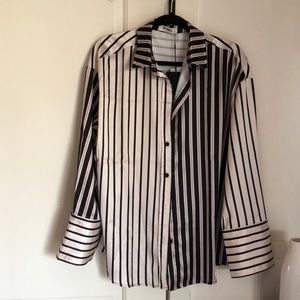 NWT 4th + reckless imani mixed stripe satin shirt